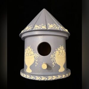 Hand painted Birdhouse. Brand new. Wooden with Wedgwood blue finish and motif.